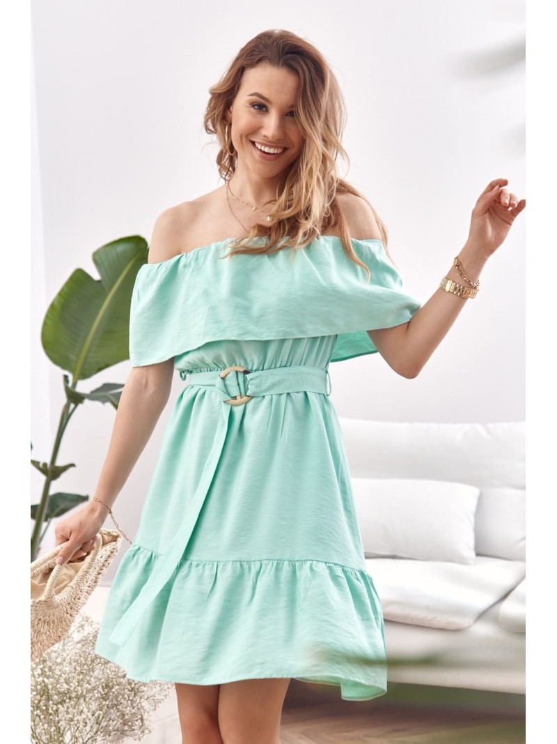 Dress with a Spanish neckline, mint MP60872 - Online store - Boutique